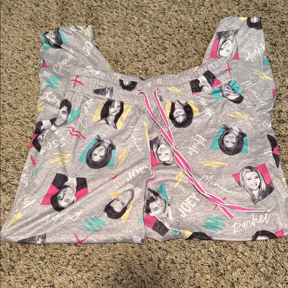 FRIENDS Gray Pajama Pants with Colorful Accents